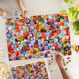 Lantern Press 1000 Piece Jigsaw Puzzle, Colorful Collection of Glass Beads in Venetian and Murano Glass, Photography