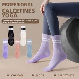 10 pares de Calcetines largos de yoga con agarre para mujer, calcetines de yoga antideslizantes, calcetines de pilates para mujer para Deportes de Interior, Pilates, Yoga, Ballet (5 color)