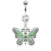 Pierced Owl 14GA Stainless Steel CZ Crystal Butterfly Dangling Belly