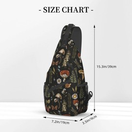 VOOHDDY Vintage Mushroom Witchcraft Magic Plant Sling Bag For Women Men Travel Hiking Backpack Crossbody Shoulder Chest Bags Casual Daypack Sport