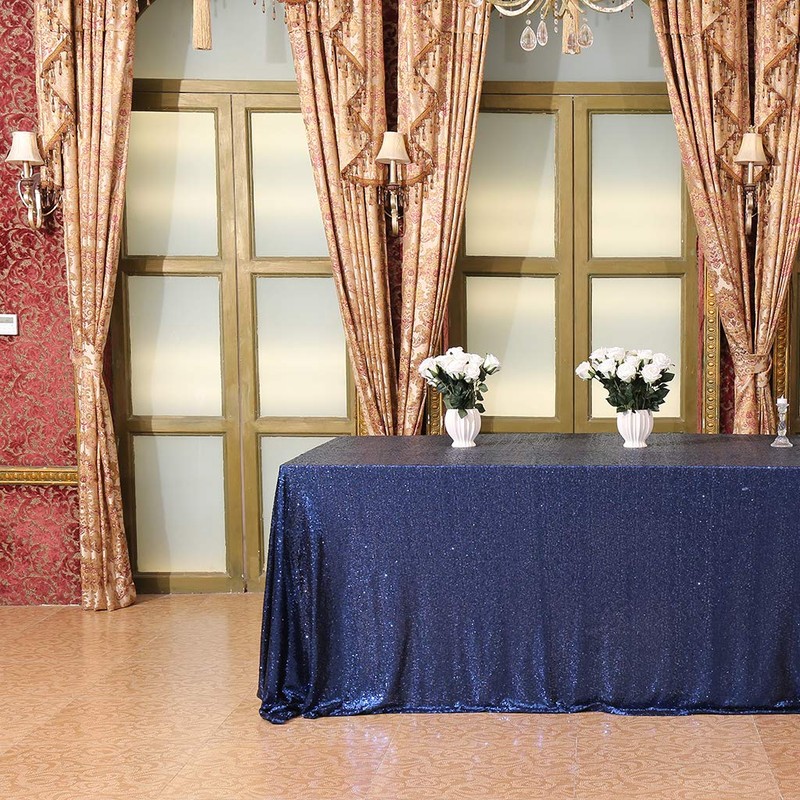 Eternal Beauty Sparkly Rectangle Sequin Tablecloths Wedding Party Banquet (Navy