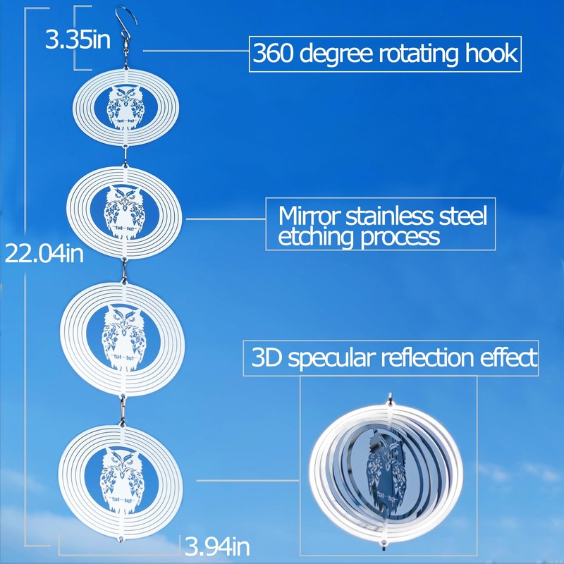 12 Disc Highly Reflective Owl Bird Scare, Extra Sparkly Owl