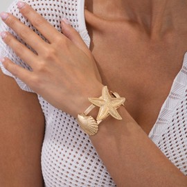 YANCHUN Shell Bracelet Beach Accessories Starfish Bracelets Seashell Charm Bracelets Turtle Boho Layered Beach Dresses for Women Vcation Outfits Summer Stuff