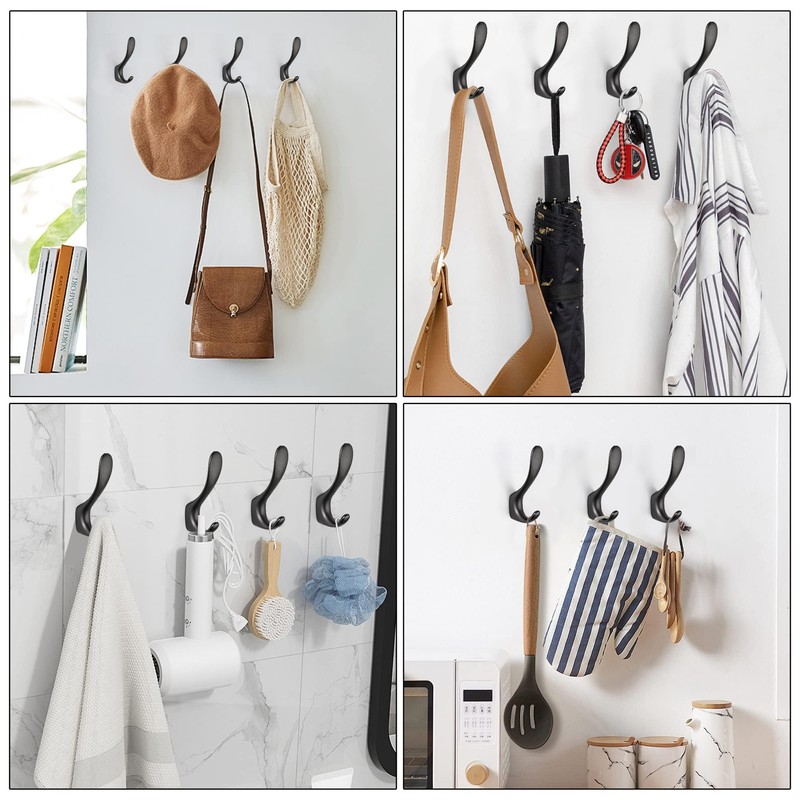 SARIHOSY Black Coat Hooks, Black Zinc Alloy Coat Hook Suitable