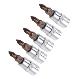 CoCud Phillips Bit Socket, Metric PH1 Bit 1/4" Drive 1.5" Long, S2 Alloy Steel Heat Treated CR-V Socket - (Applications: for Fastener Application), 5-Pieces