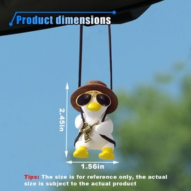 Cute Swinging Duck Car Hanging Ornament, Rear View Mirror Charm, Car Mirror Hanging Accessory, Auto Interior Aesthetic Present for Women, Men, Kids