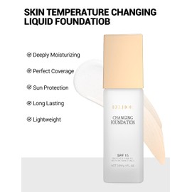 Erinde Foundation Colour Changing, Colour-Changing Foundation for Mature Skin, Concealer Foundation Make-up, Moisturising Liquid Face Make-up, Cream Foundation 30 ml & 1 Brush