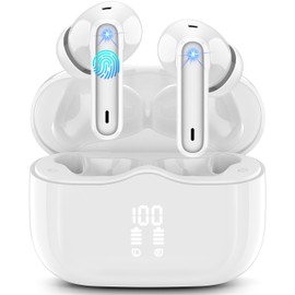 Wireless Earbuds, Bluetooth 5.3 Headphones Wireless Earphones, In Ear buds Wireless Earbuds, 4 ENC Noise Cancelling Mic Wireless Headphones, IP7 Waterproof, 40H Playtime, Mini Ultra Light, Pure White