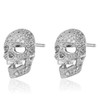 925 Sterling Silver Cubic Zirconia CZ Skull Stud Earrings