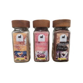 Fall Flavor Alchemy: Premium Rimming Sugar Bundle (Pumpkin Pie, Cranberry Rosemary, Chocolate Espresso) - `Packaged in Eco-friendly glass jars