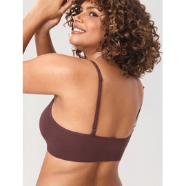 MOMANDA Women's Nursing Bra Without Underwire Soft Padded Ribbed Pregnancy Bra Sleep Comfortable Hazelnut XL, hazelnut