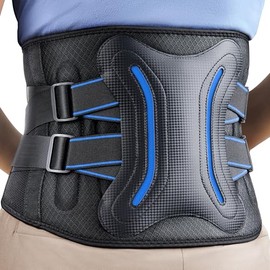 FEATOL Lower Back Brace with 5 Reinforced Stays for Women and Men, Adjustable Snug-Fit Lumbar Support Belt for Work, Size M, Waist 28.5"-34.3"