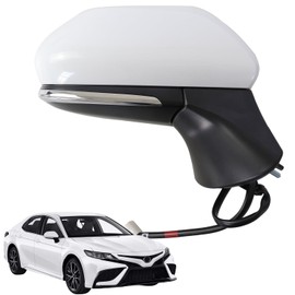 Marretoo for Toyota Camry Side Mirror Assembly Passenger Side 2024 2018 2019 2020 2021 2022 2023 WHITE 7 Pin Power |Heated |Turn Signal |Blind Spot Monitoring (POWER+LAMP+HEAT+BSM,(RH)) TO1320368