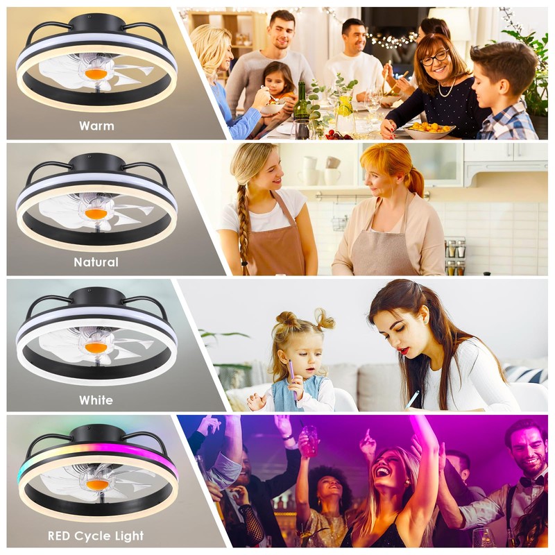 Ceiling Fan-Low Profile Ceiling Fan with Light - Modern Flush