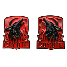 Pair Custom Dark Horse Style Coyote Emblems Door Left Right 3D Badge Replacement for 2011-2024+F150 Mustang Dark 5.0 GT Coyote Universal Car Vehicle, Truck, Motorcycle (Black Red)