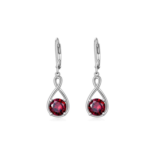 SEIYANG July Birthstone Earrings 925 Sterling Silver Created Ruby Earrings
