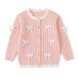 Curipeer Toddler Girl Sweater Cardigan Open Front Button Closure Spring Knit Outfits