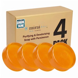 Mirai Clinical Persimmon Soap Bar for Body Odor (Pack of 4 – 100g Each) – Eliminates Nonenal® Aging Odor - Deodorizing and Purifying, Japanese Natural Body Odor Soap - Gentle on All Skin Types