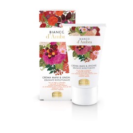 Helan, Bianco d'Ambra Hand- und Nagelcreme, pflegende Hand- und Nagel-Feuchtigkeitscreme mit Süßmandel und Olivenöl, trockene und spröde Handcreme und Nagelstärker, 50 ml, hergestellt in Italien