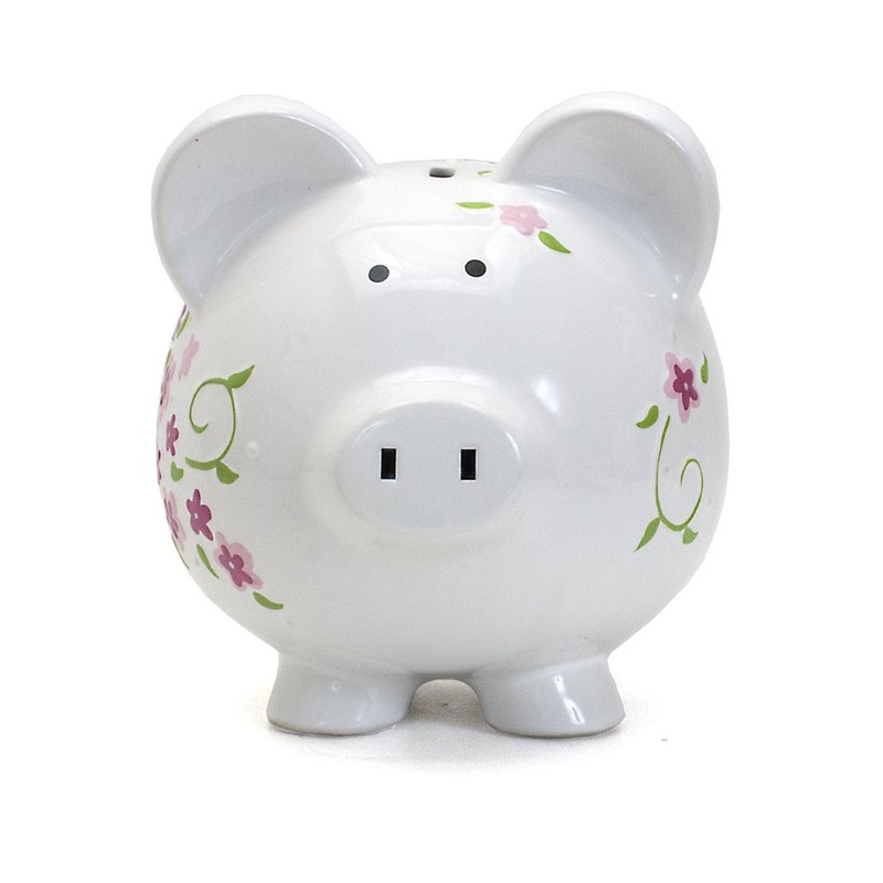 Child to Cherish Ceramic Piggy Bank for Girls, Shabby Chic