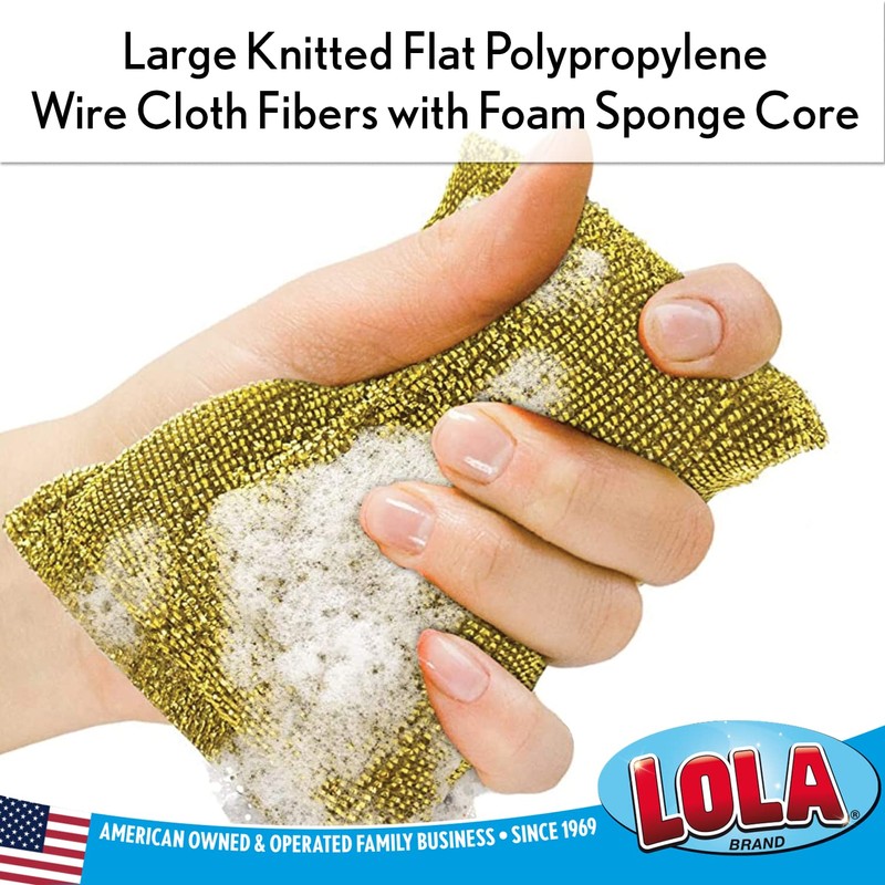 Lola Products Wonder Non-Scratch Scouring Pad, Large Knitted Flat Wire