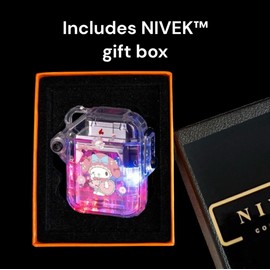 NIVEK Transparent Lighter Light Up Lighter Pink Flame Torch Refillable Waterproof Kitty Cat Puppy Kulomi Rabbit Melody Maid (Melody)