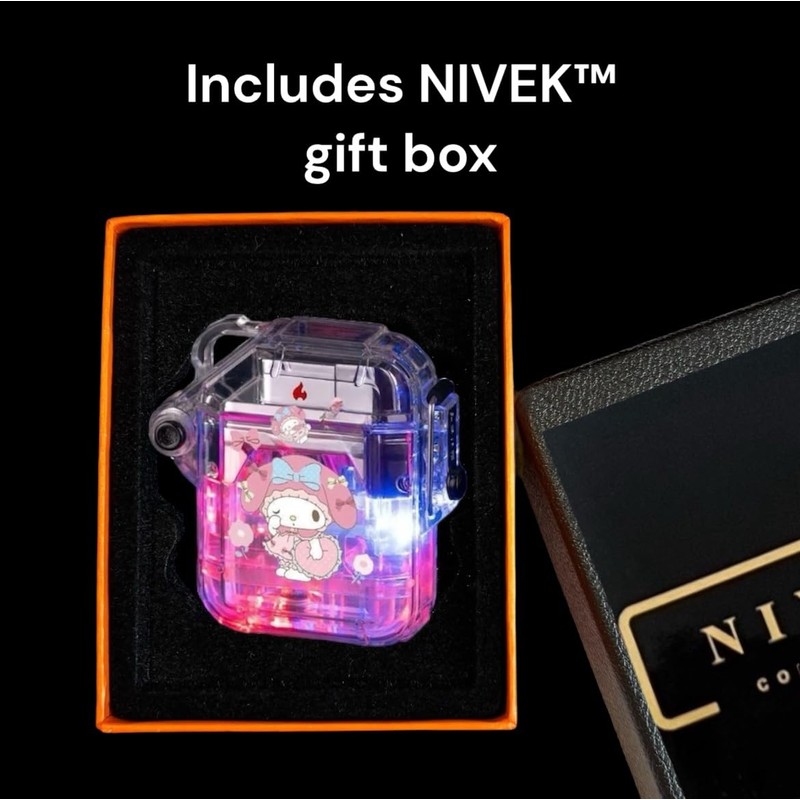 NIVEK Transparent Lighter Light Up Lighter Pink Flame Torch Refillable