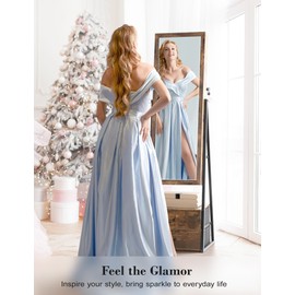 Nicetree Jewelry Cabinet Armoire with 2 Drawers, Lockable Standing Jewelry Mirror Cabinet, Full Length Mirror with Jewelry Storage, Rustic Brown