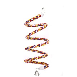 63'' Bird Rope Perches Birdcage Swing Toys 100% Cotton Natural Bird Perch Peck/Chewing with Bell Climbing Standing Bungee Parrot Toys for Small to Regular Size Parrot Cockatiel Birds
