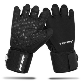 Encore Grips® Fitness Gloves for Men and Women - Training Gloves with Wrist Support for Strength Training, Gym, Strength Training, Weight Training, Cycling, Bodybuilding (Black, L)