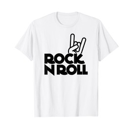 Rock n Roll - cool music rock on metal hand horns t-shirt