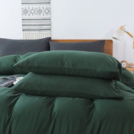 SAMZPAO 100% Jersey Cotton Pillow Cases of 2 - Ultra Soft Pillow Covers 2 Pack with Envelope Closure (Dark Green, Queen)