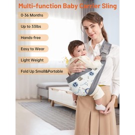 Mumgaroo Baby Carrier Newborn from Birth, On the Go Multifunctional, for Babies from 0 to 36 Months, Toddlers up to 15 kg (Grey and White)