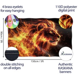 Lion Flag – Large Funny Flag – 110D Polyester – Double stitched – 4 brass grommets, large 90x150 cm (5 x 3 feet)