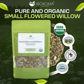 Biokoma Organic Small-Flowered Willow Epilobium Parviflorum Dried Herb 100g (3.55oz) Resealable Moisture Proof Pouch, USDA Certified Organic Herbal Tea, No Additives, No Preservatives, Kosher