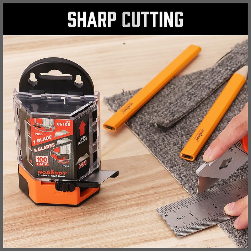 HORUSDY Pack Of 100 Utility Knife Blades, Box Cutter Blades