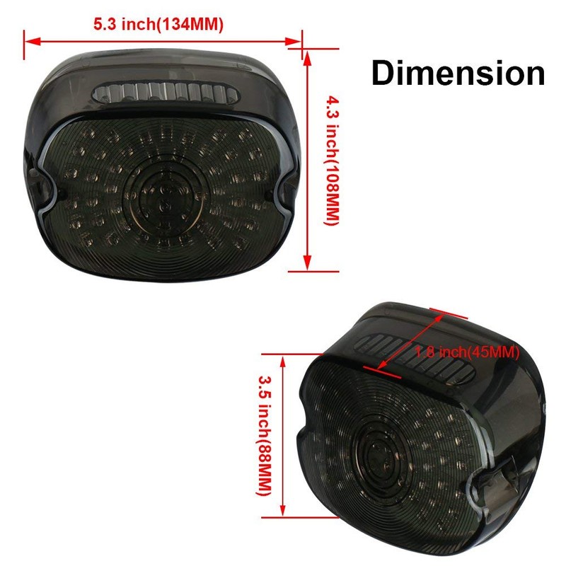 OVOTOR LED Tail Light Smoke Lens Lay Down Tail Lamp