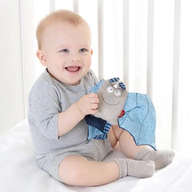 sigikid 38792 Boys' Cuddle Blanket with Blue Dog Design Beige / Blue Bat