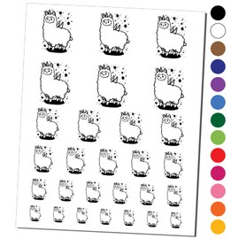 Unimpressed Unicorn Llama Alpaca Temporary Tattoo Water Resistant Fake Body Art Set Collection - Black (One Sheet)