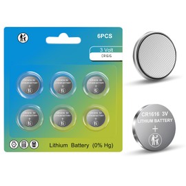 CR1616 Battery, 6 Count Pack CR 1616 3V Lithium Battery for Car Remote Honda, 1616 Batteries for Watch, Car Key Fob, Remote Control