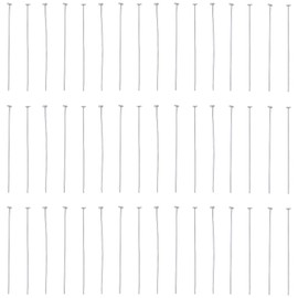 SUNNYCLUE 1 Box 40Pcs 925 Sterling Silver Pin Heads Earring Pins 35mm Flat Pins Jewelry Findings Head Pins Flat Head Wire Pin Flat Pins for Jewelry Making Accessories DIY Dangle Earrings Supplies