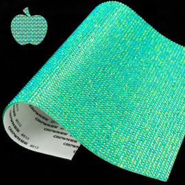 Bling Rhinestone Stickers Green AB Self Adhesive Crystal Rhinestone Sheet Sticker for DIY Crafts Wedding Christmas Party Gift Car Decoration 9.4 x 7.9 Inch with 3 mm Rhinestone