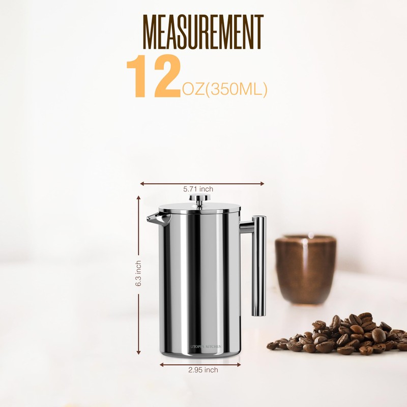 Utopia Kitchen 304 Grade Stainless Steel French Press Coffee Maker