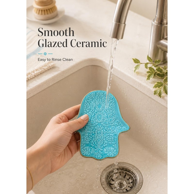 Ceramic Spoon Rest for Stove Top and Kitchen Counter, Turquoise