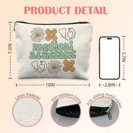 KBRCT Medical Assistant Gifts Makeup Bag for Women, Medical Assistant Week Appreciation Gifts Cosmetic Bag for Purse, Groovy Floral Nurse Makeup Zipper Pouch