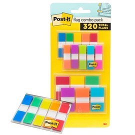 Post-it Flags Combo Pack, 4 On-The-Go Dispensers/Pack, 120 .94 in Wide and 200 .47 in Wide Flags, Assorted Colors