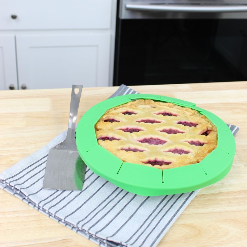 Cornucopia Brands Silicone Pie Crust Shields (2-Pack), Adjustable Pie Protectors,