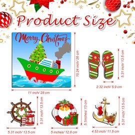 Copkim 6 Pcs Christmas Cruise Door Decorations Magnetic Cruise Ship Decor Xmas Cruise Door Magnets for Car Fridge Magnet Decal Carnival Stateroom Door
