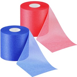 2 Rolls Prewrap Athletic Tape Foam Underwrap Tape Sports Foam Underwrap Bandage for Hair Wrists Elbows Knees Ankles, 2.75 Inches x 30 Yards(Rose Red, Blue)