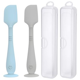 Espátula para crema de pañal (paquete de 2) con estuche de viaje higiénico, espátula para el trasero de bebé con base de succión, aplicador de crema p